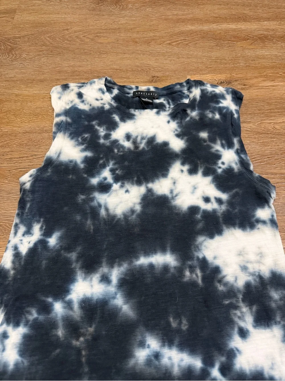 NWT Sanctuary Indigo Tie Dye Sleeveless Midi Dress Small Blue White Camo